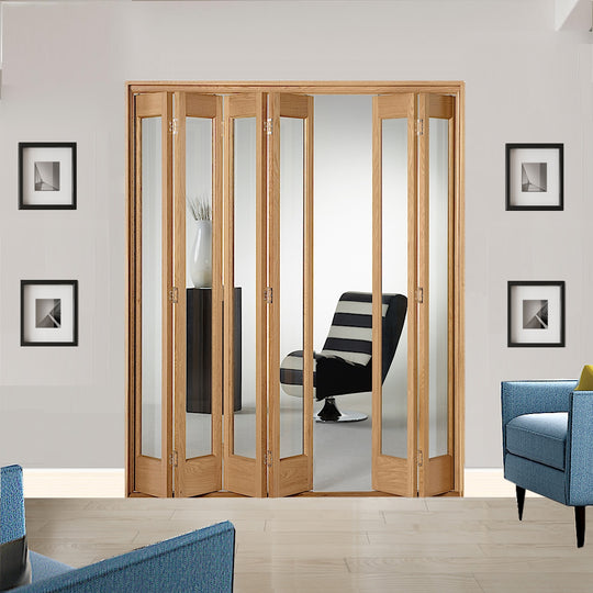 6 Leaf Oak Marston Clear Glazed Bi-Folding Set