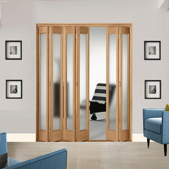 6 Leaf Oak Marston Frosted Glazed Bi-Folding Set
