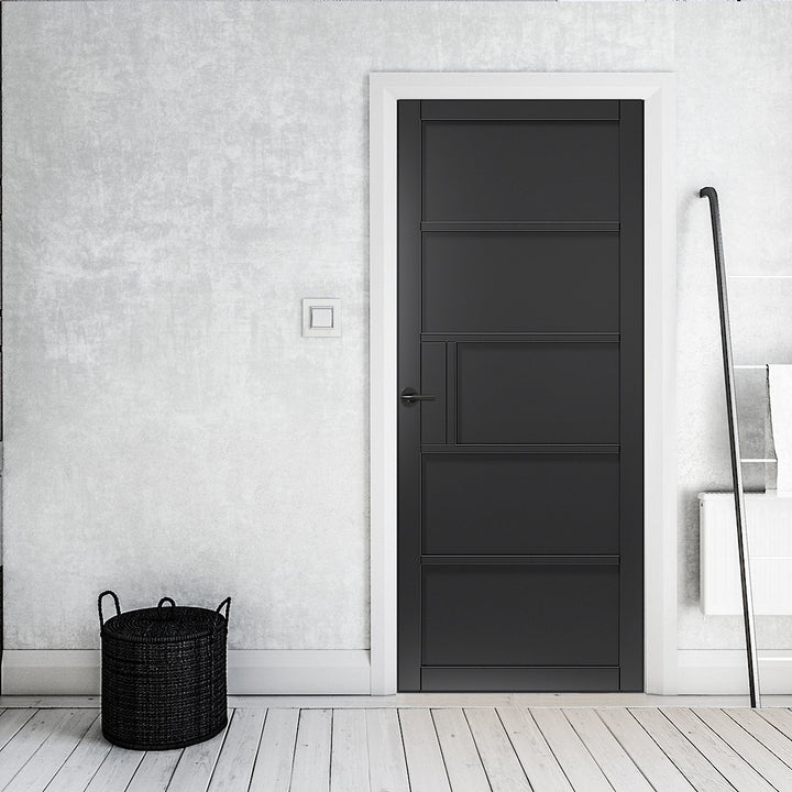 Metro Black 5P Industrial Style Door Fully Finished 