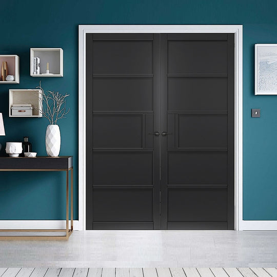 Black Metro 5P Industrial Style Door Pair Fully Finished