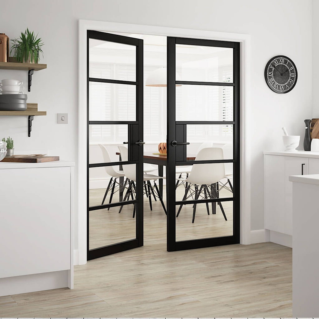 Metro Black Glazed Fully Finished Industrial Style Door Pair