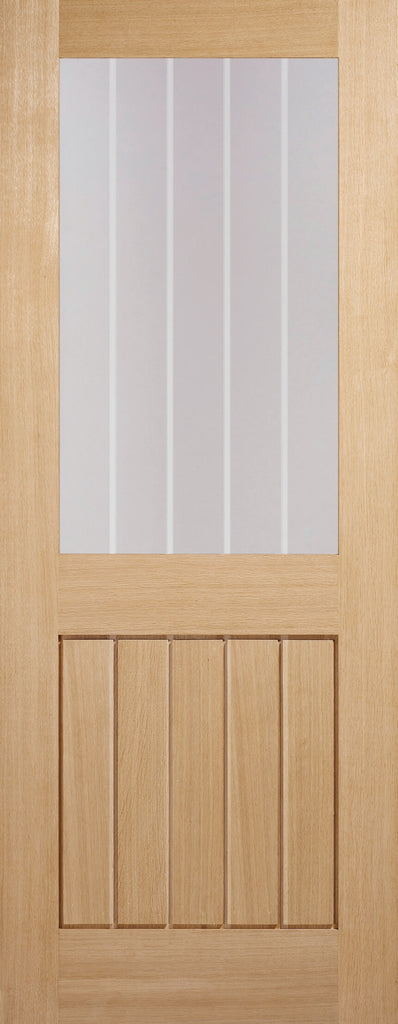 Oak Mexicano 1 Light Glazed Fire Door Clear Glass with Etched Lines 