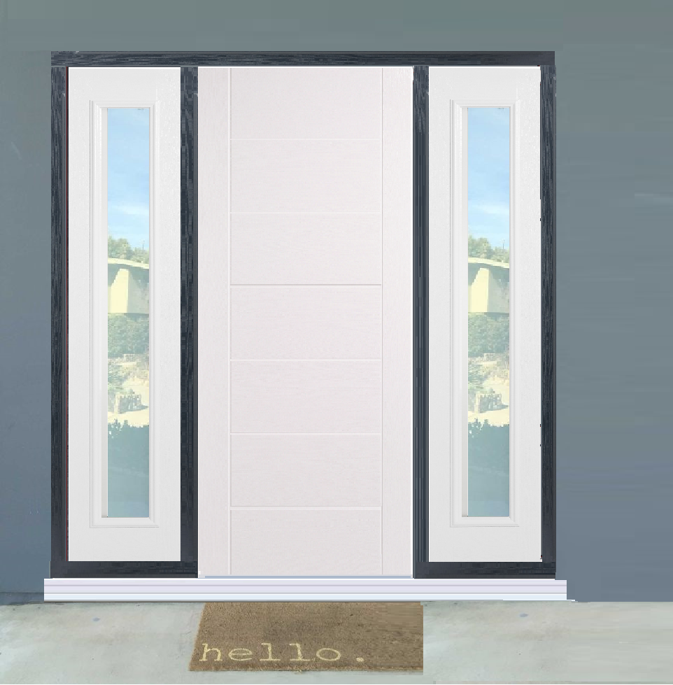 GRP White Modica Contemporary Composite Grand Entrance Doors