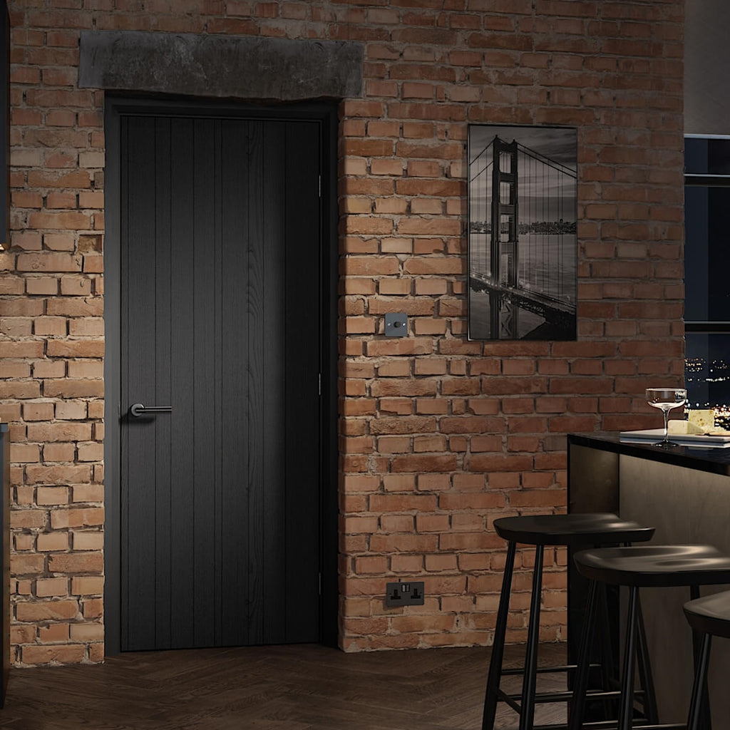 Black Ash Montreal Laminate Fire Door 