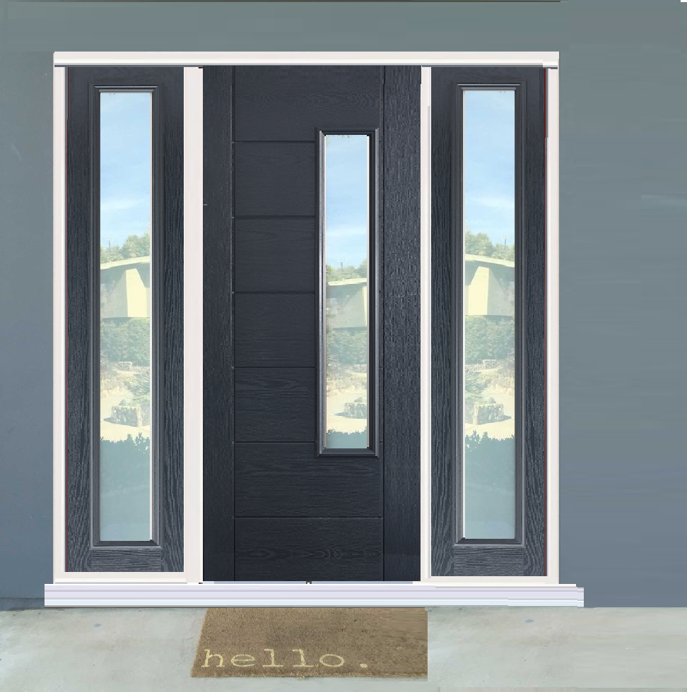 GRP Glazed Newbury Grey Composite Grand Entrance Doors