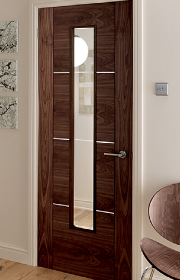 Nova Walnut 1 Light Glazed Fire Door