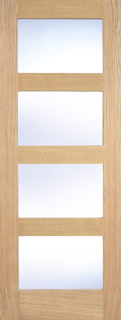 Contemporary Oak 4L Internal Door with Clear Glass