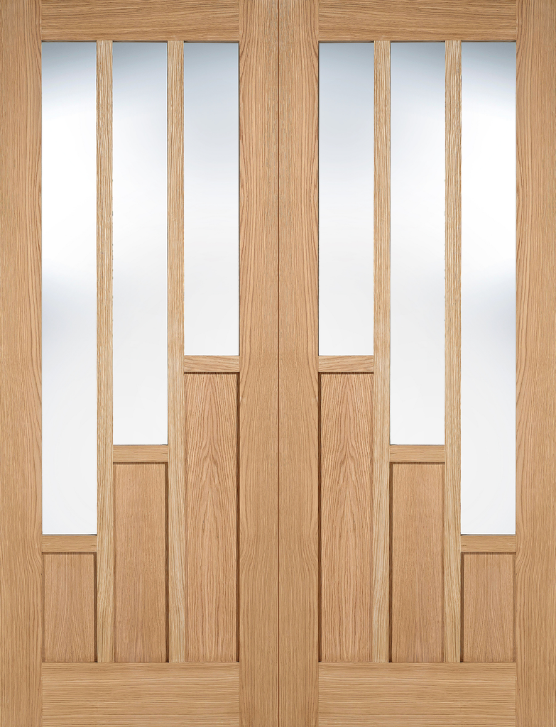 Oak Coventry French Door with Clear Glass Fully Finished