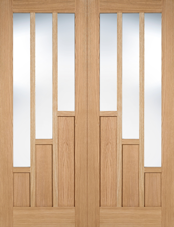 Oak Coventry French Door with Clear Glass Fully Finished