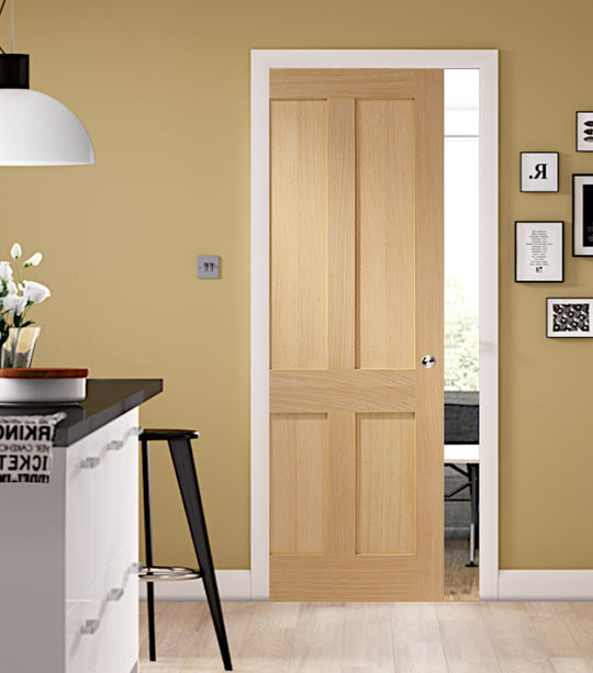 Victorian Oak Shaker Fire Rated Pocket Door System