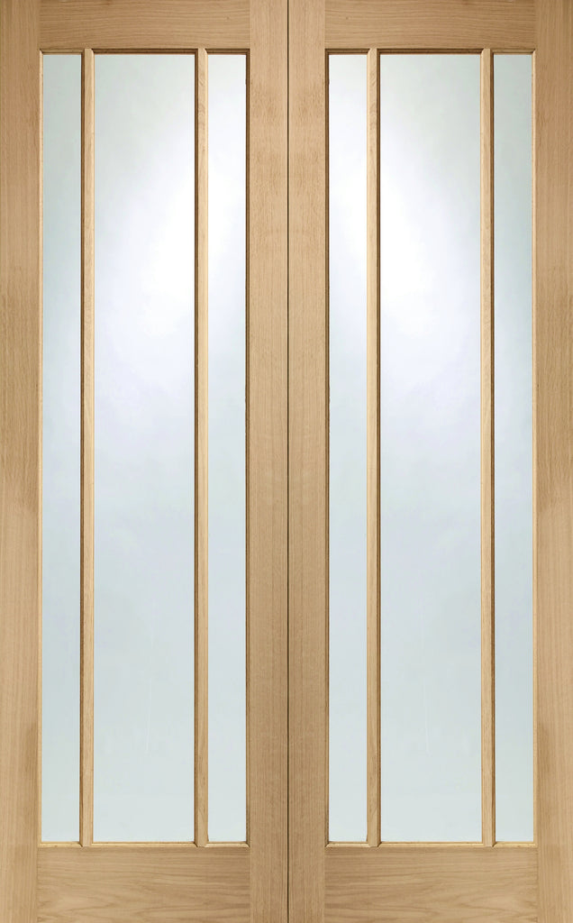 Worcester Oak Custom Made French Doors with Clear Glass 
