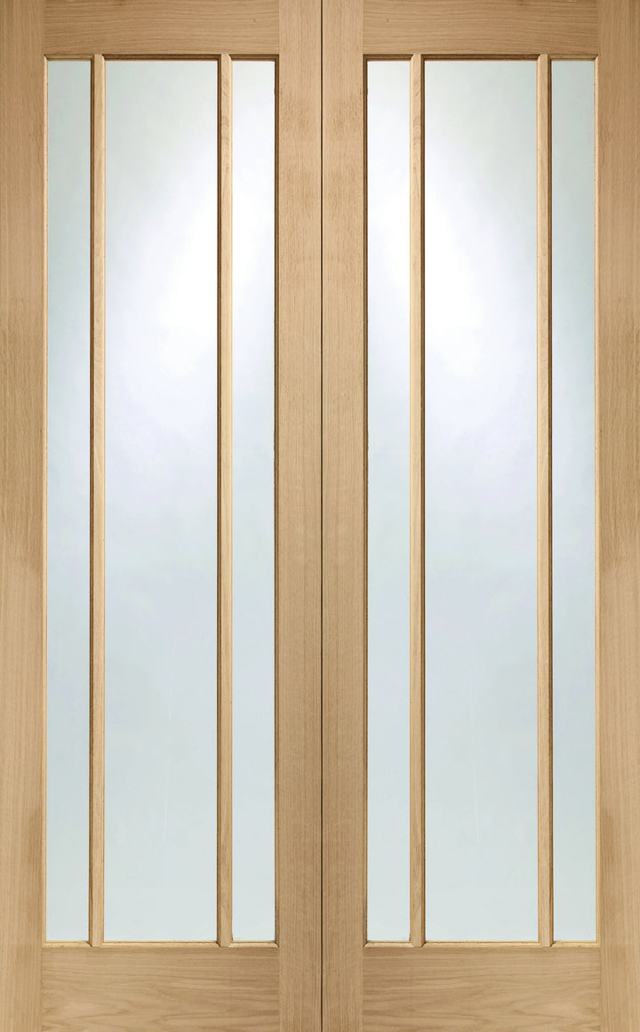 Worcester Oak Custom Made French Doors with Clear Glass 