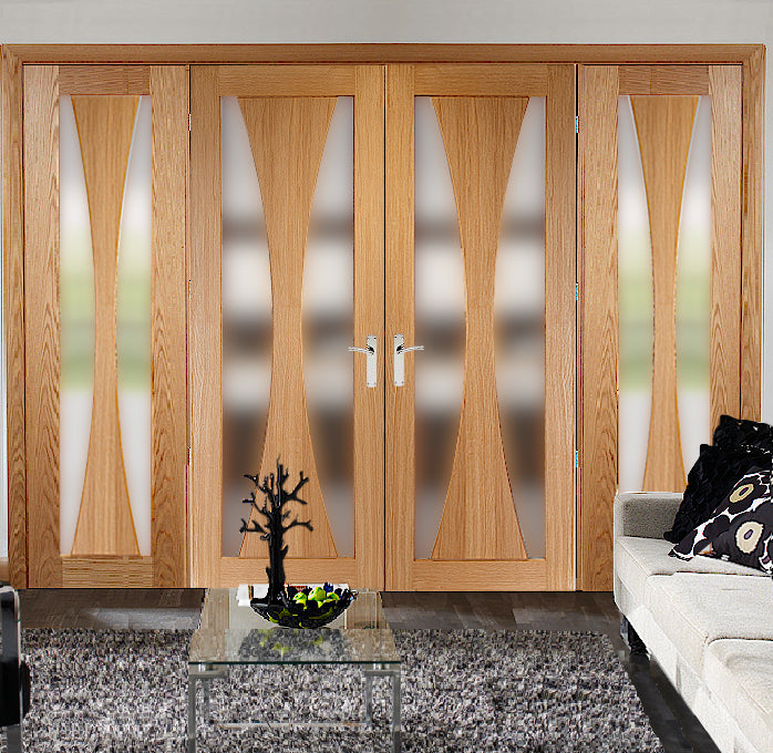 Verona Oak French Doors with Verona Side Panels