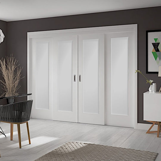 Sliding Room Divider with White Pattern 10 Doors