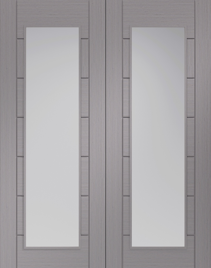 Palermo Light Grey French Doors with Clear Glass