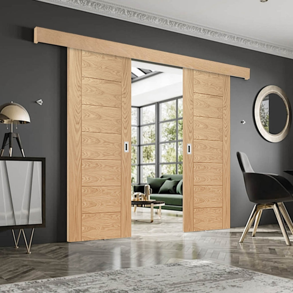 Palermo Oak Double Sliding Door System