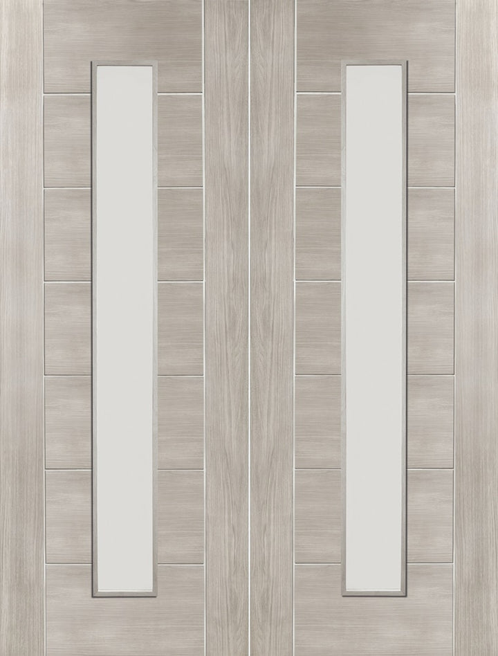 White Grey Laminate Palermo Clear Glazed Door Pair