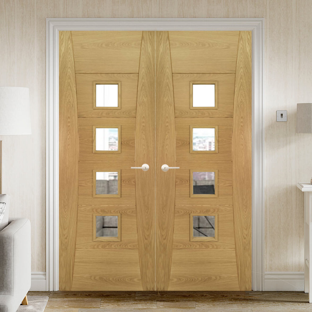 Pamplona Oak Glazed Door Pair