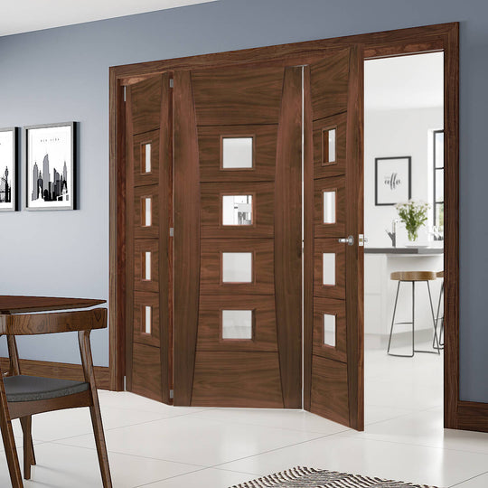 Pamplona Walnut Clear Glazed Room Divider