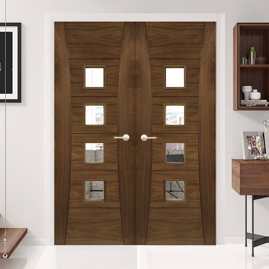 Pamplona Walnut Glazed Door Pair