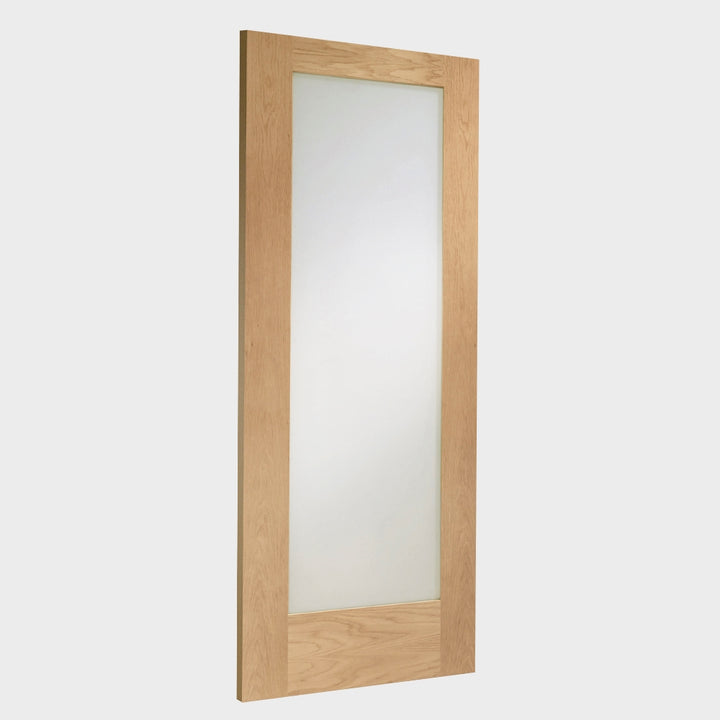Pattern 10 Oak Double Sliding Door System Obscure Glazed