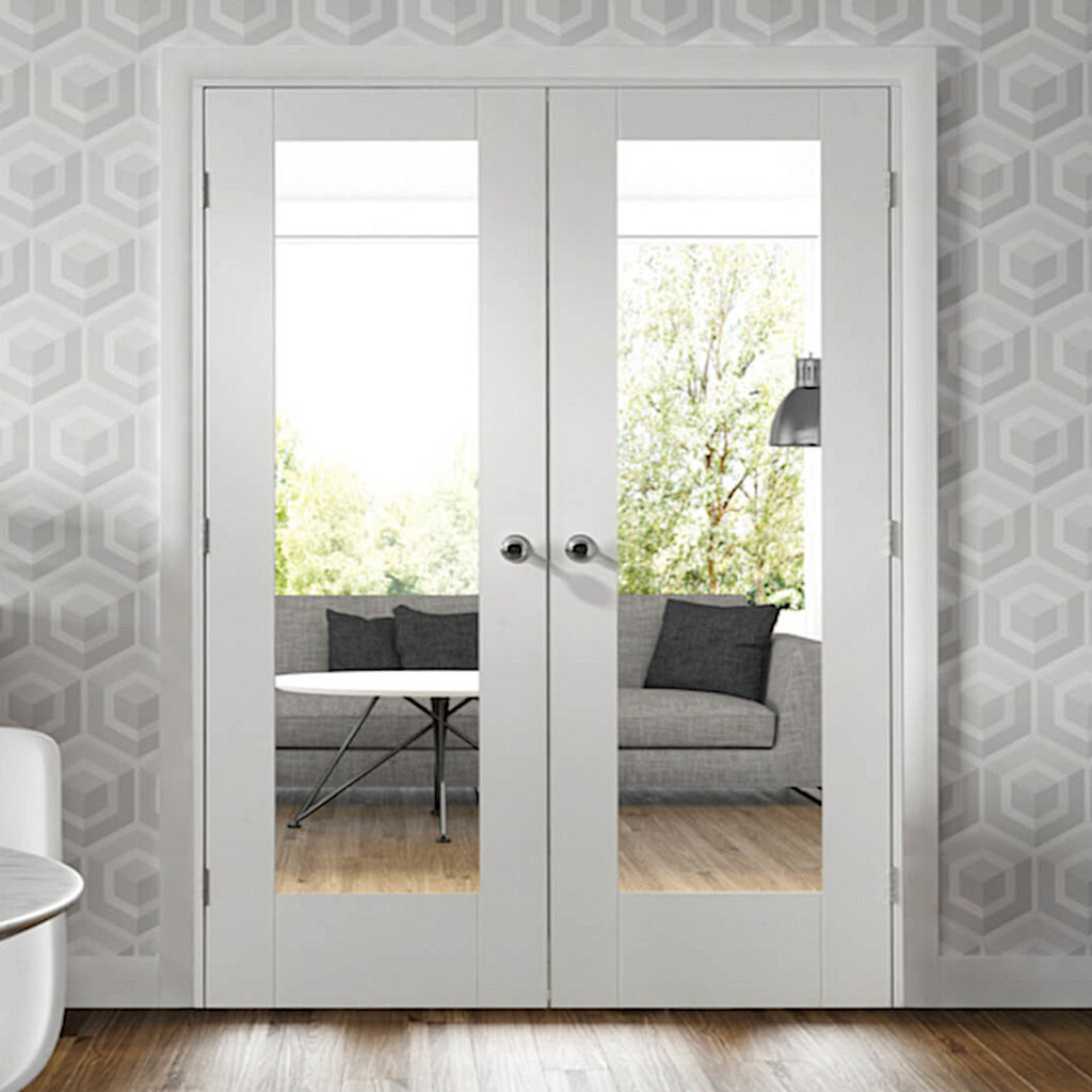 White Pattern 10 Custom Made Doors with Clear Glass 