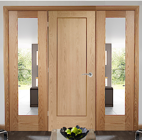 OAK PATTERN 10 SOLID DOOR ROOM DIVIDER WITH SIDE PANELS