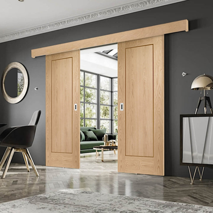 Patter 10 Oak Double Sliding Door System