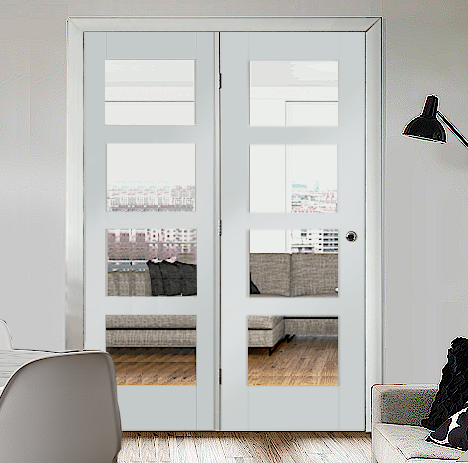 White Shaker 4 Light Single Door Room Divider with Side Panel