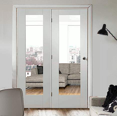 White Pattern 10 Clear Glazed Single Door Room Divider with Side Panel