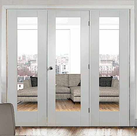 White Pattern 10 Clear Glazed Room Divider with Side Panels 