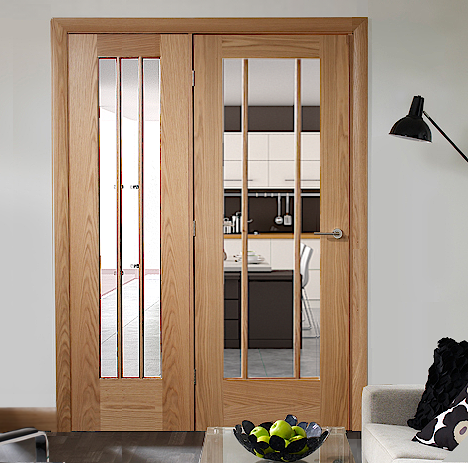 Oak Worcester Single Door Room Divider with Side Panel