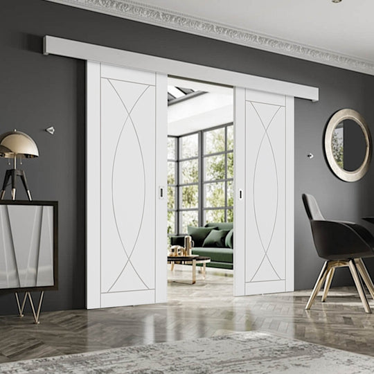 Pesaro White Double Sliding Door System