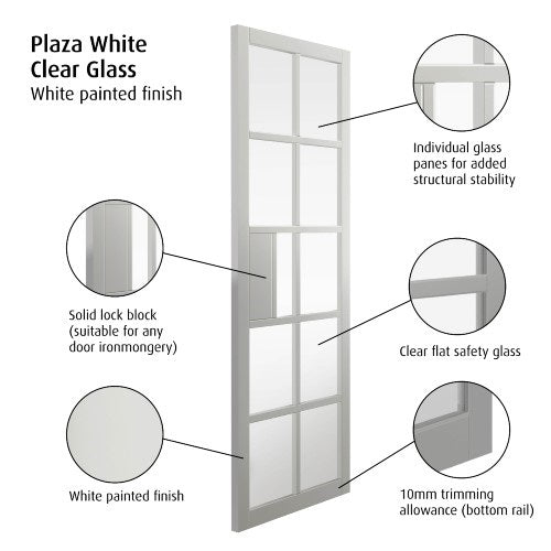 Urban Plaza White Clear Glazed Internal Door