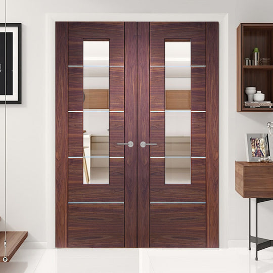 Walnut Portici Custom Made Glazed French Doors