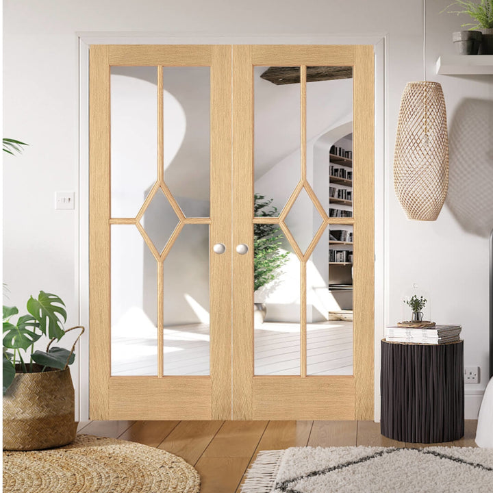 Oak Reims Glazed French Doors Fully Finished 