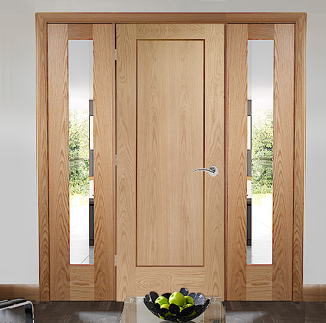 Oak Pattern 10 Solid Door Room Divider with Demi Panels