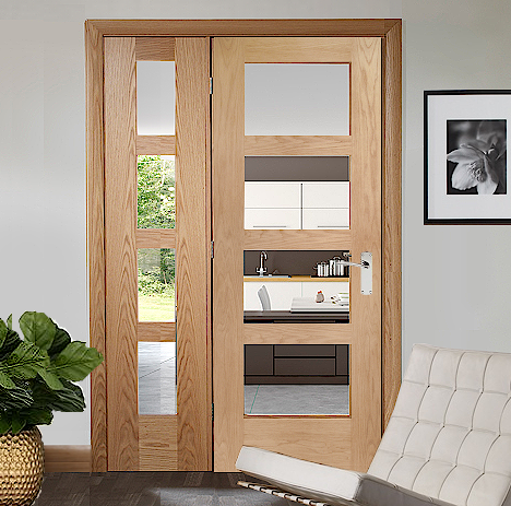 Oak Shaker 4 Light Single Room Divider with Matching Demi Panel