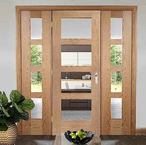 Oak Shaker 4 Light Room Divider with Matching Demi Panels