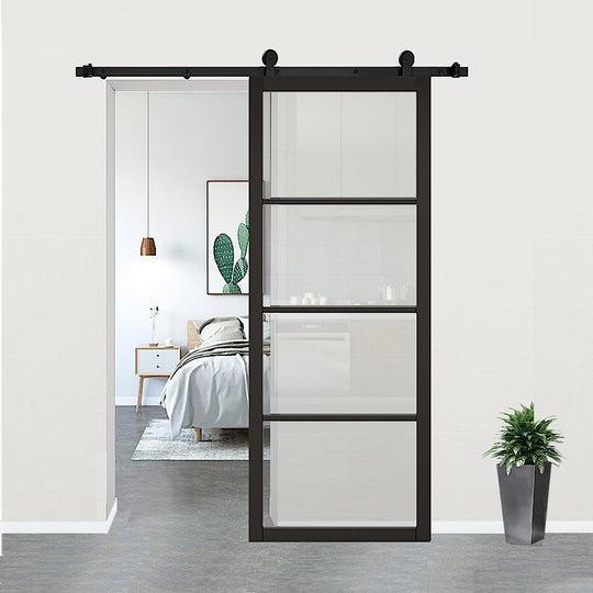 Soho Black Clear Glazed Door with Top Hung Sliding Track