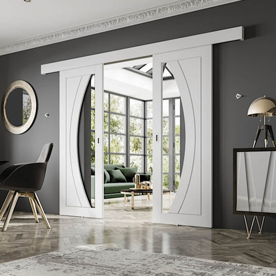 Salerno White Double Sliding Door System