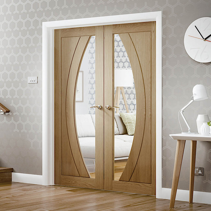 Salerno Custom Made Oak French Doors with Clear Glass 