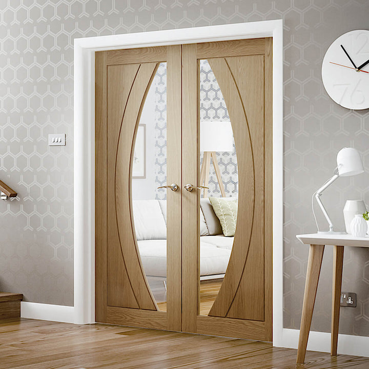 Salerno Custom Made Oak French Doors with Clear Glass 