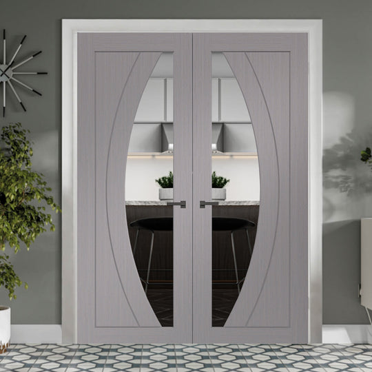 Salerno Glazed Grey French Doors