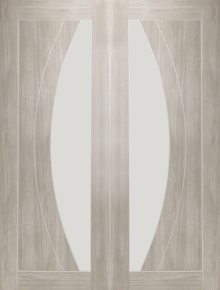 White Grey Laminate Salerno Clear Glazed Door Pair