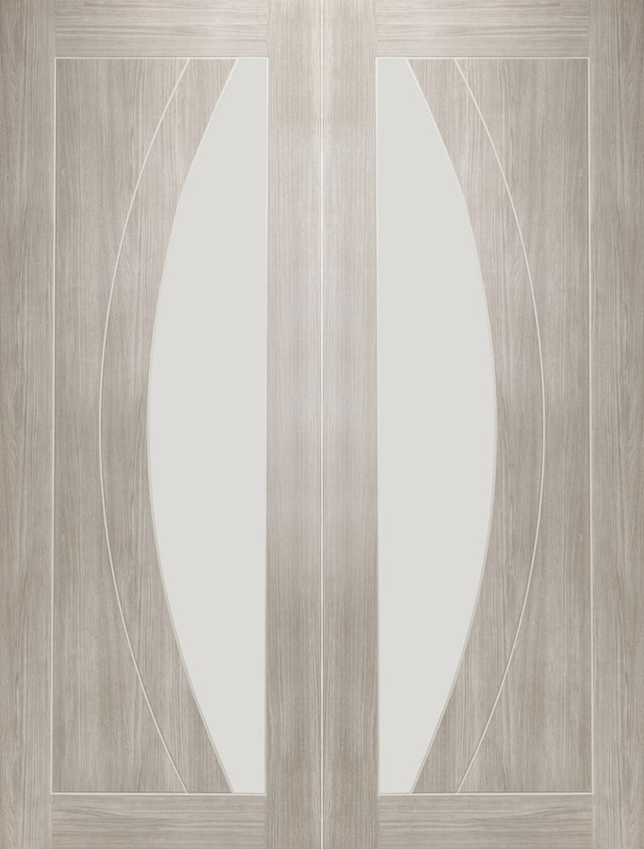 White Grey Laminate Salerno Clear Glazed Door Pair