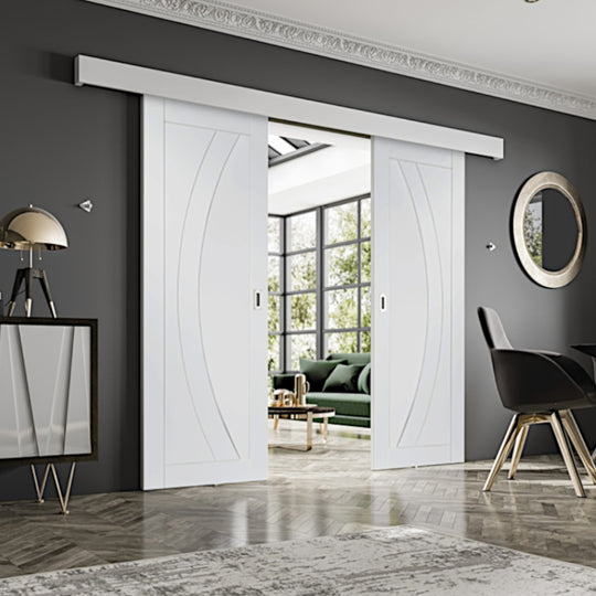 Salerno White Double Sliding Door System