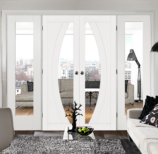 White Salerno French Doors with Side Panels