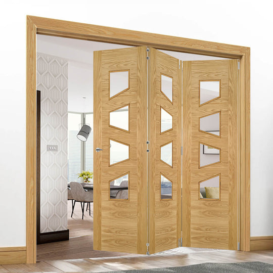 Seville Oak Clear Glazed Room Divider Fully Finished