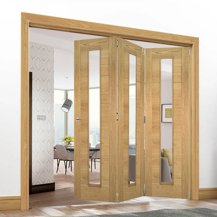 Seville Oak 1L Clear Glazed Room Divider Fully Finished